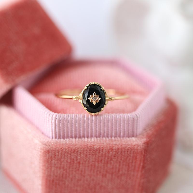 Inlaid Agate Female Mild Luxury Retro Niche Ring