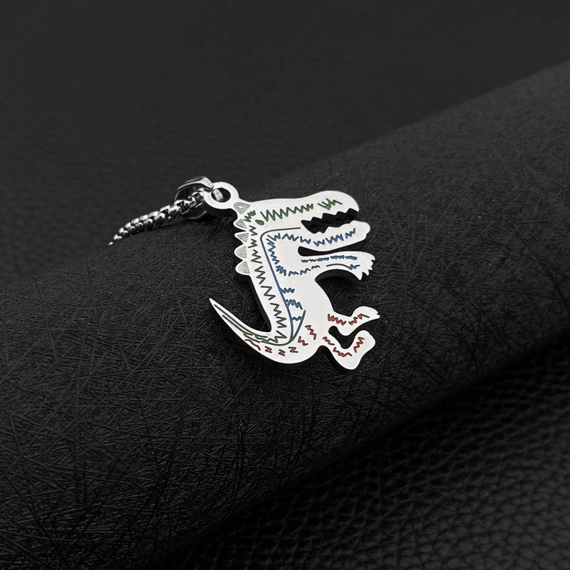 Women's & Men's Fashion Dinosaur Titanium Steel Personality Tyrannosaurus Street Disco Pendants