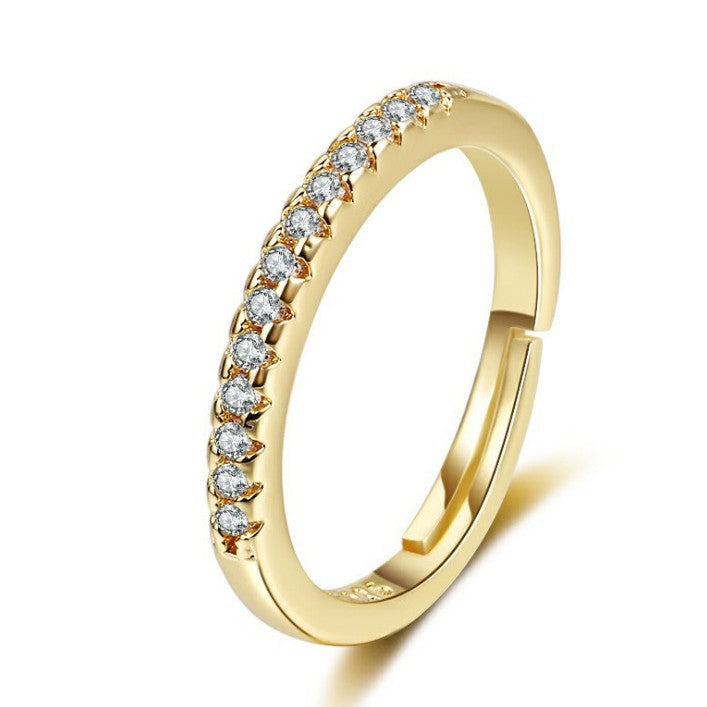 Women's Artificial Diamond High Carbon Rhinestone Simple Fashion Half Straight Rings