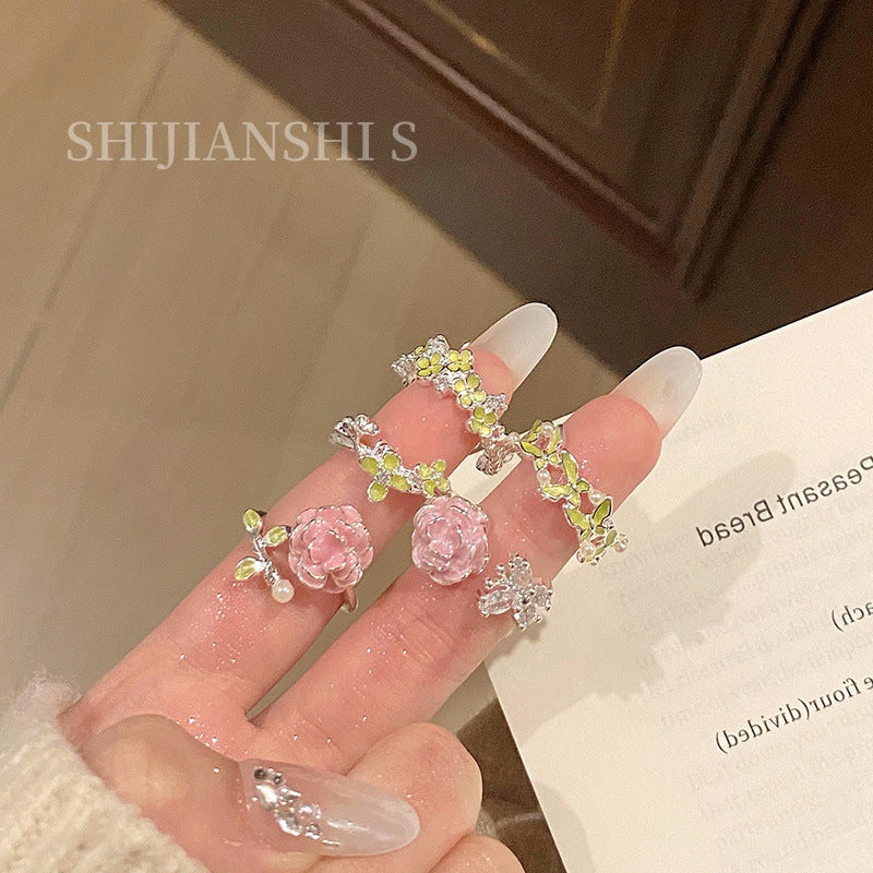 Women's Fog Fresh Pink Floral Tender Shoot Light Oxygen Twin Full Rings