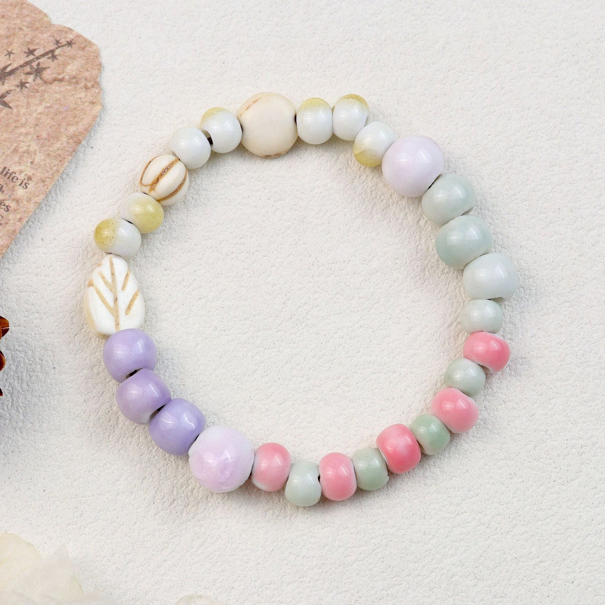 Women's Chinese Style National Fashion Ceramic Beaded Lotus Seedpod Retro Ethnic Bracelet