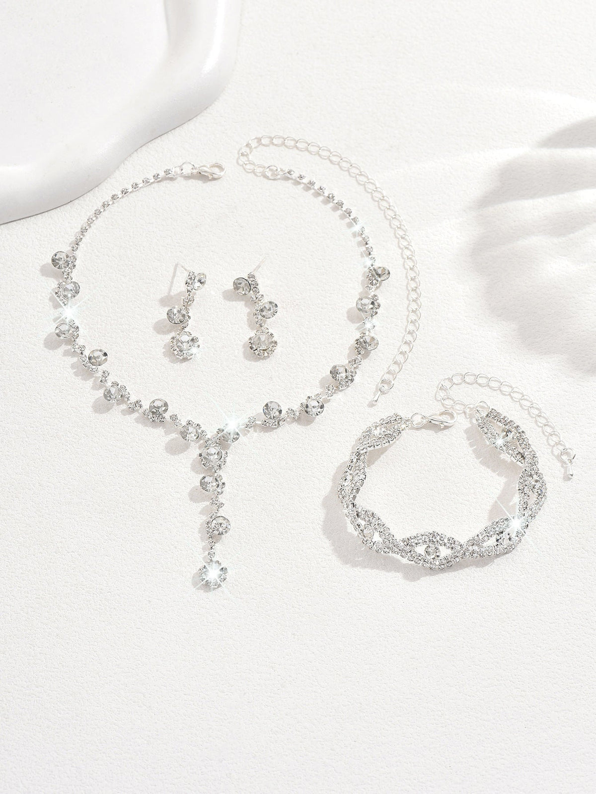 Bridal Popular Sunflower Rhinestone Pearl Three-piece Necklaces
