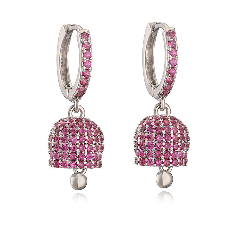 Luxury Fashion Copper Inlaid Color Diamond Bell Niche High Sense Earrings