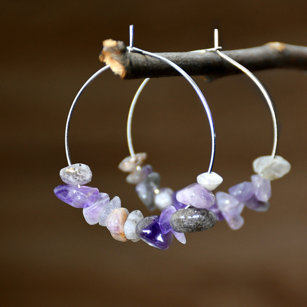 Vacation Style Color Irregular Gravel Female High Earrings