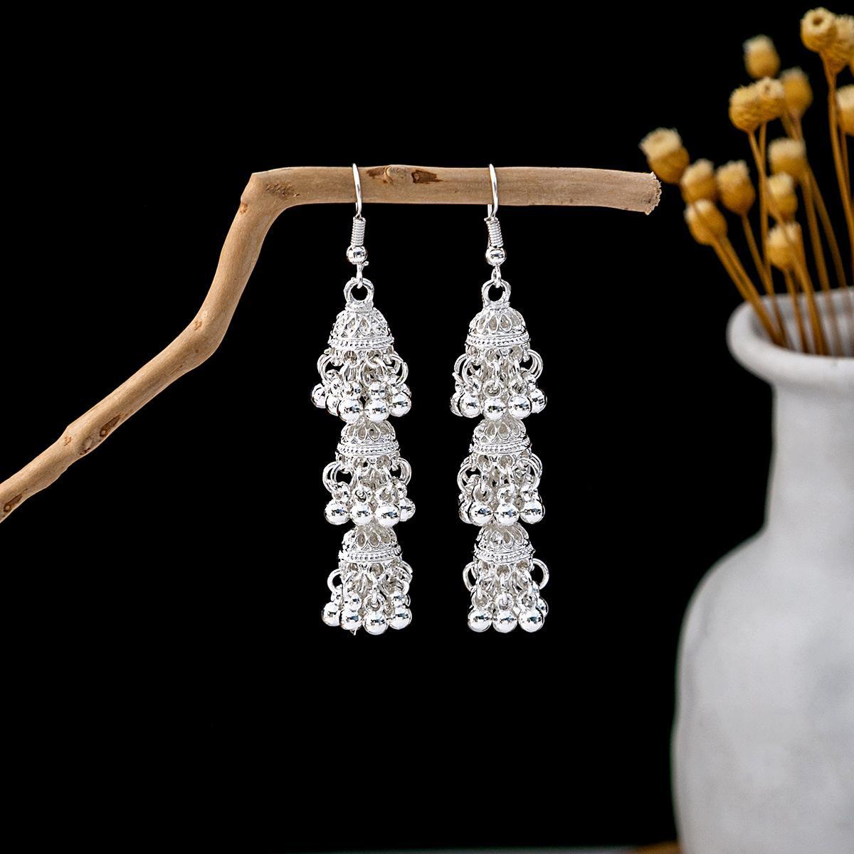 Colorful Long Feather Tassel Scenic Spot Earrings