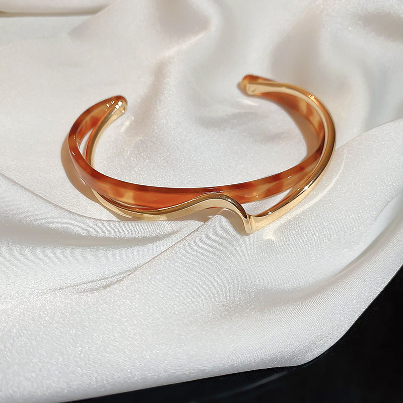 Metallic Striped Geometric Cross Flowers Openings Niche Exaggerated High Bracelet