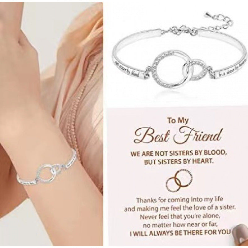 Rhinestone Peach Heart Good Sisters Girlfriends Bracelets