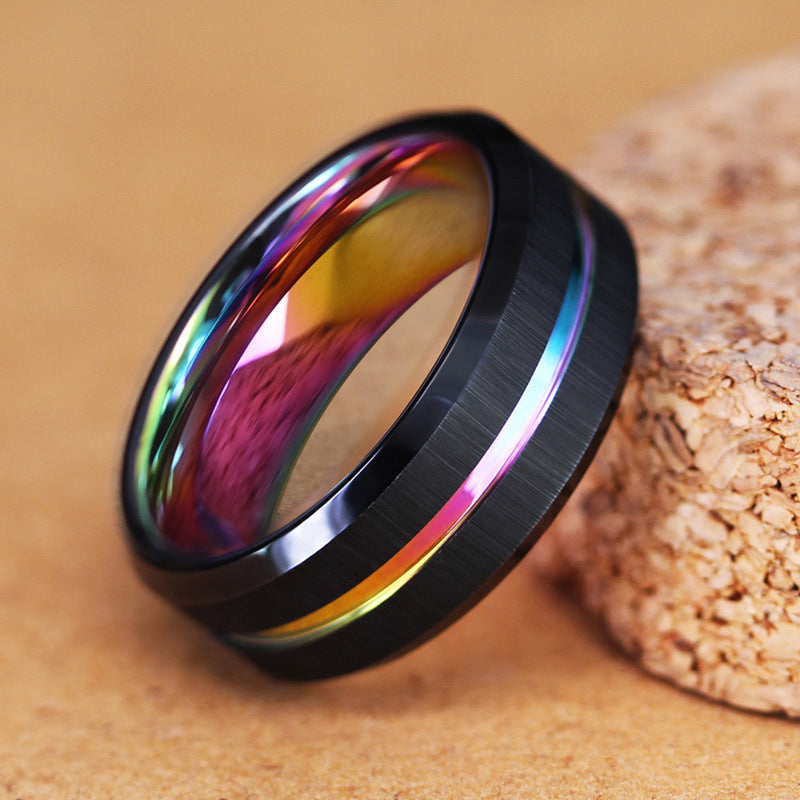 Men's Fashion Xi Groove Stainless Steel Source Ring