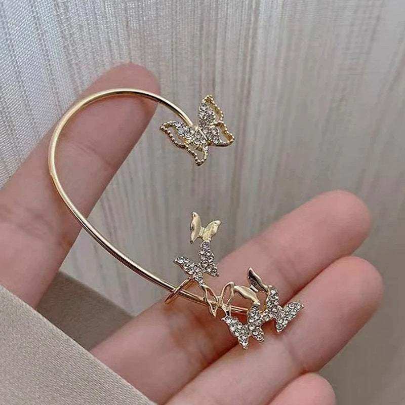 Women's Clip Inlaid Zircon Pearl Light Luxury Stud Earrings