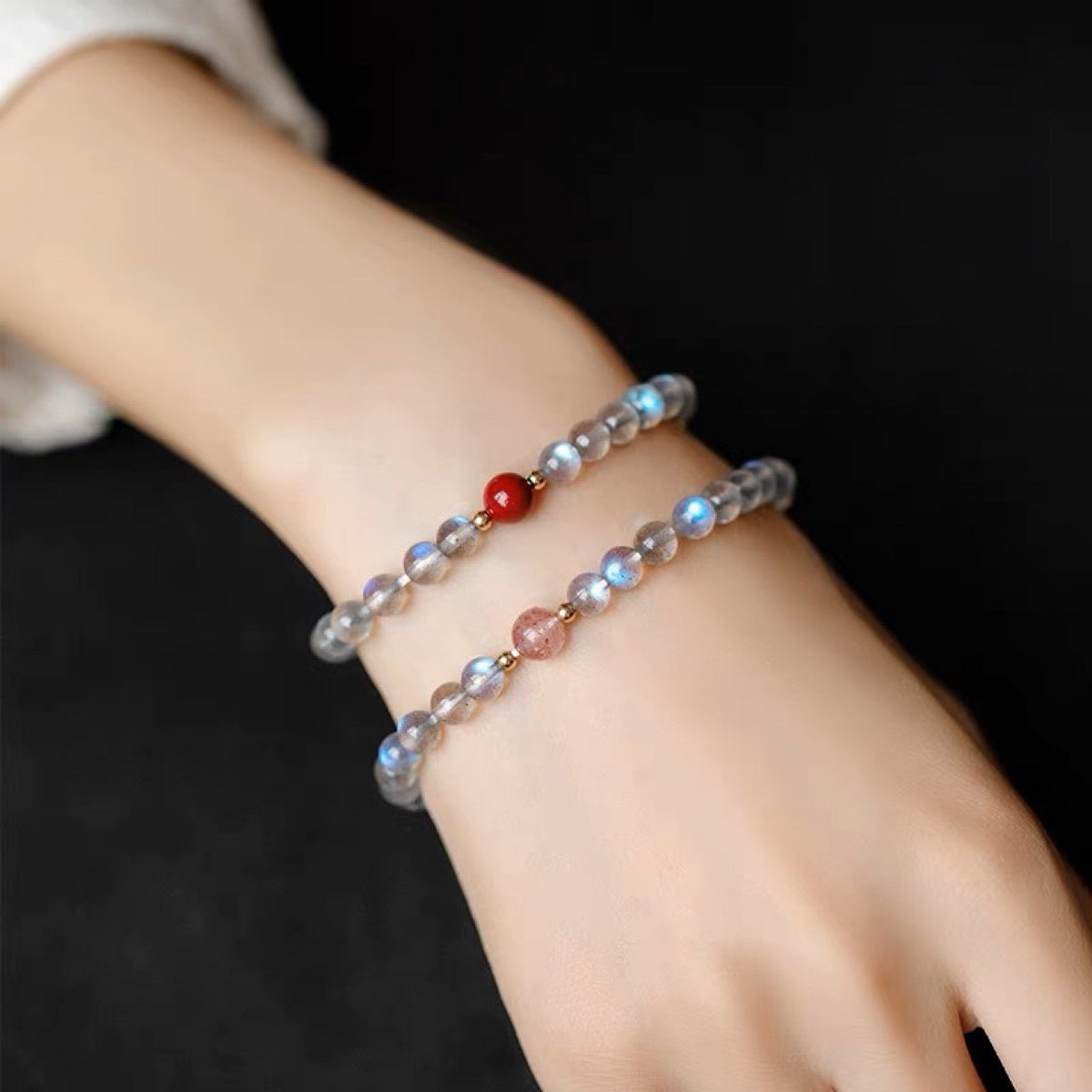 Moonstone Strawberry Niche Light Luxury Minimalist Moonlight Fine Bracelet