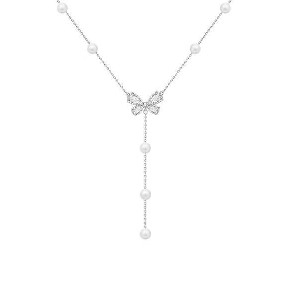 Sparkling Zirconium Butterfly Pearl Light Luxury Minority Necklace