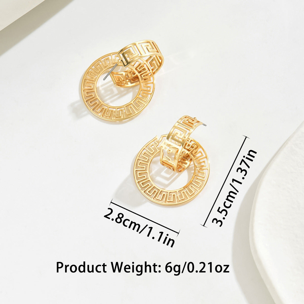 Fashion Personality Hollow Geometry Eardrops Palace Style Entry Lux Earrings