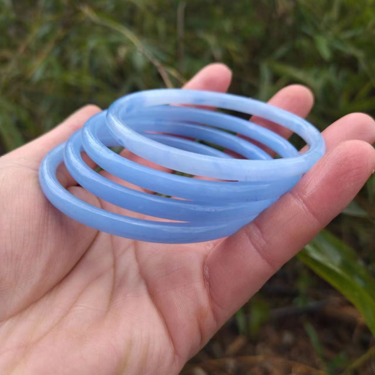 Inner Diameter Jingle Glass Imitation Jade Fine Rings