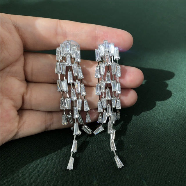 Tassel High-grade Sier Needle Metal Light Luxury Pearl Rings