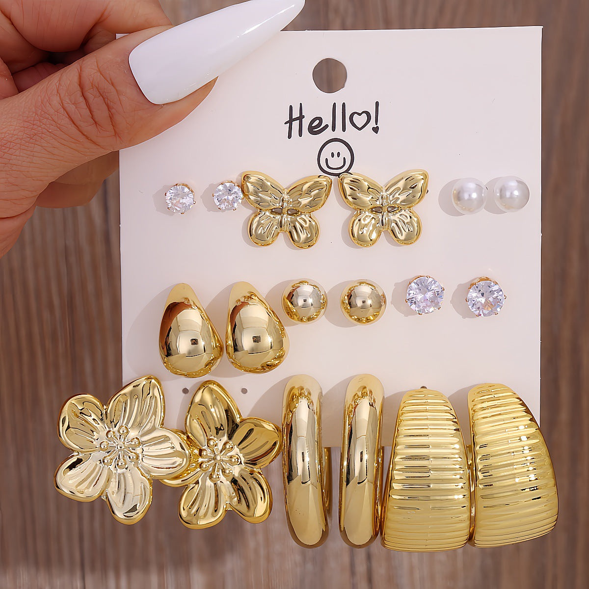 Pairs Storage Combination Versatile Geometric Frosty Earrings