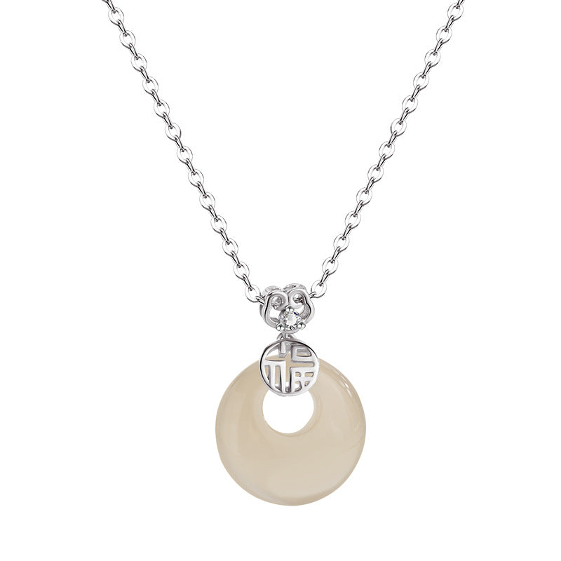 Women's Chalcedony Safety Buckle Design High-grade Clavicle Chain Necklace