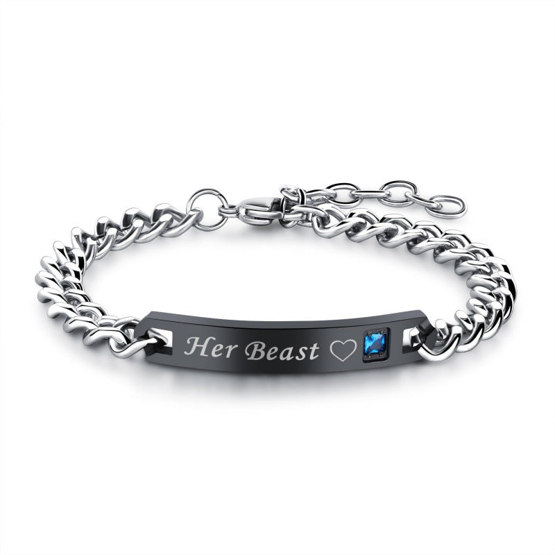 Alloy Couple Rose Gold Personality Lettering Bracelet