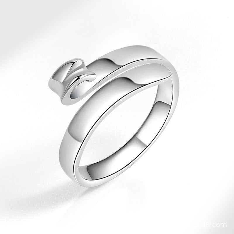 Women's & Men's Retro Sier Trendy Steel Black Peach Playing Card Personality Ring