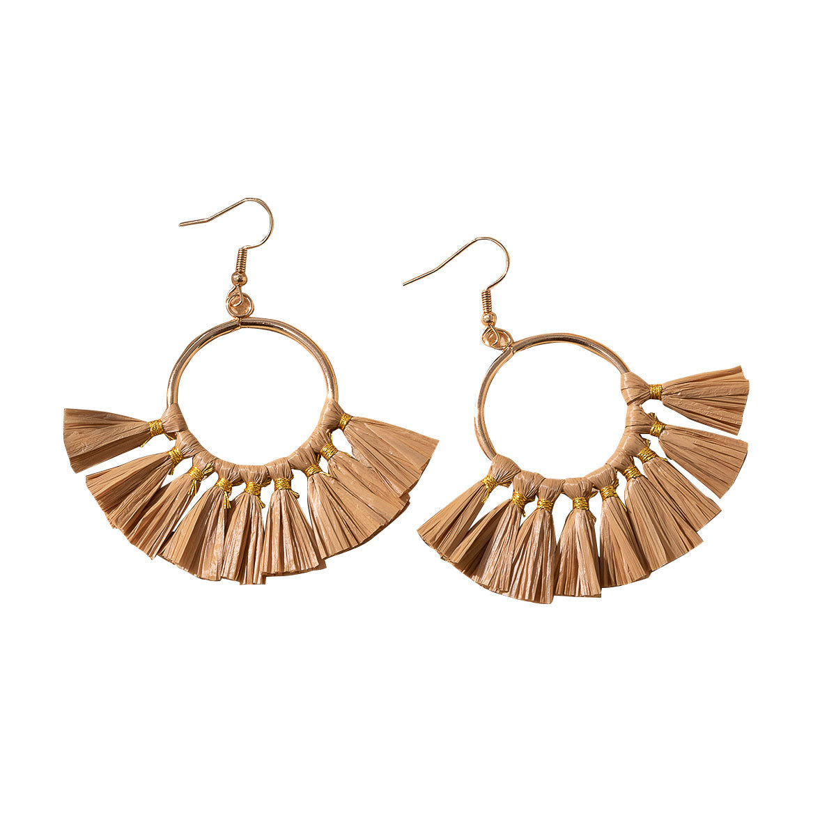 Women's Style Woven Raffia Design Sense Niche Earrings