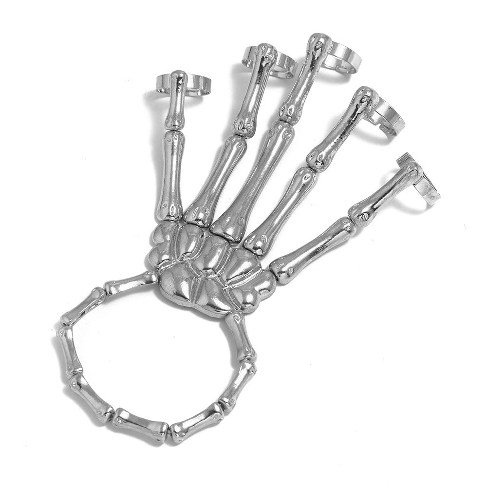 Fashion Personality Punk Skull Hand Bone Five Finger Adjustable Integrated Bracelet