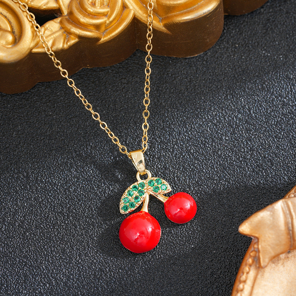 Women's Pastoral Style Strawberry Cute Simple Titanium Necklace