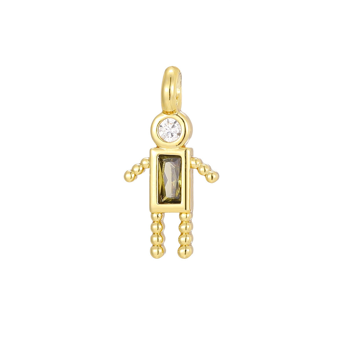 Boys Color Birthstone Gold Micro Inlaid Pendants