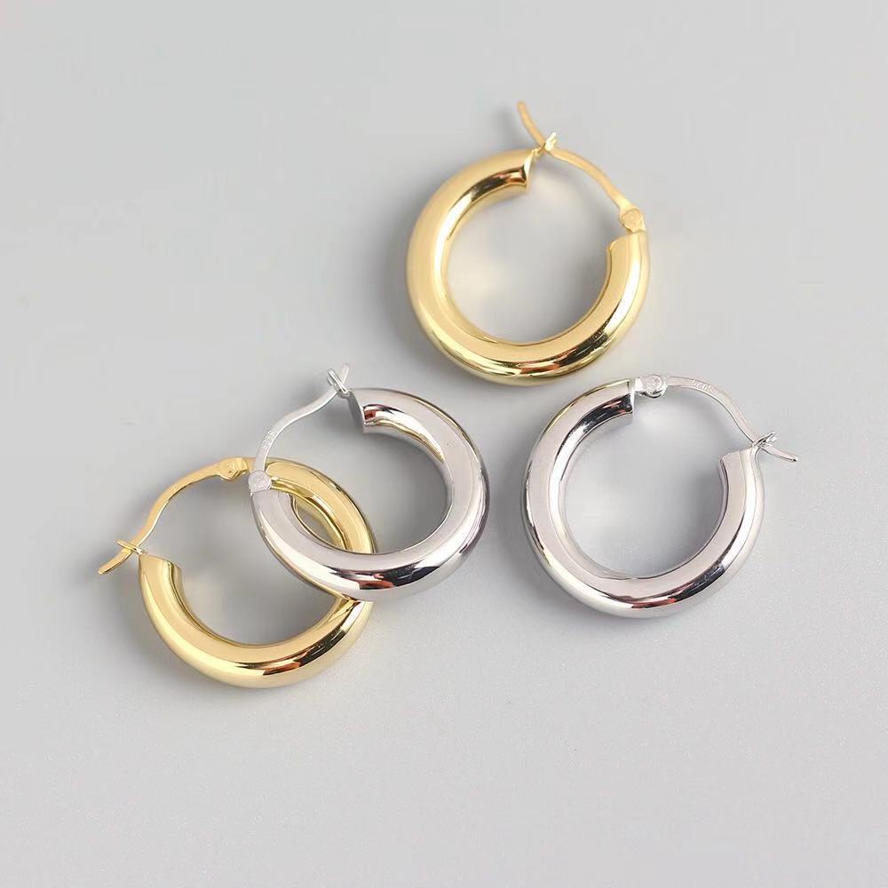 Fashion Style Gold-plated Titanium Steel Personalized Cold Sier Earrings