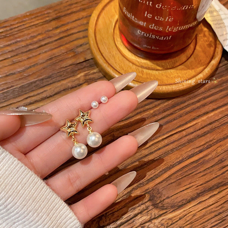 Sier Needle Exquisite Bow Suit Female Style Advanced Design Earrings