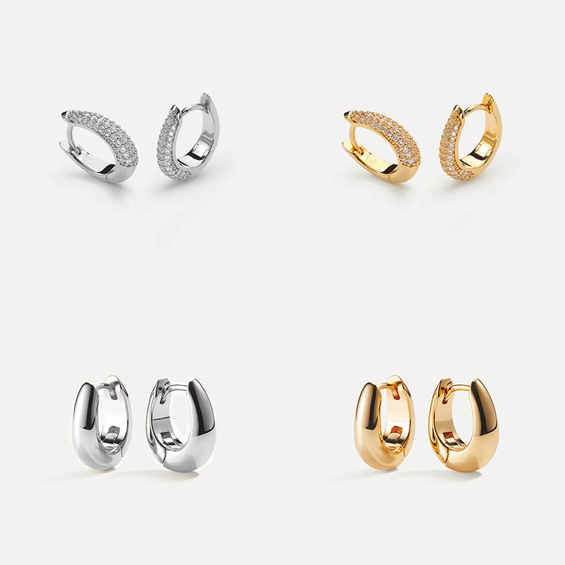 Women's Gold-plated Simple Versatile Zircon Ear Clip High-grade Light Luxury Earrings