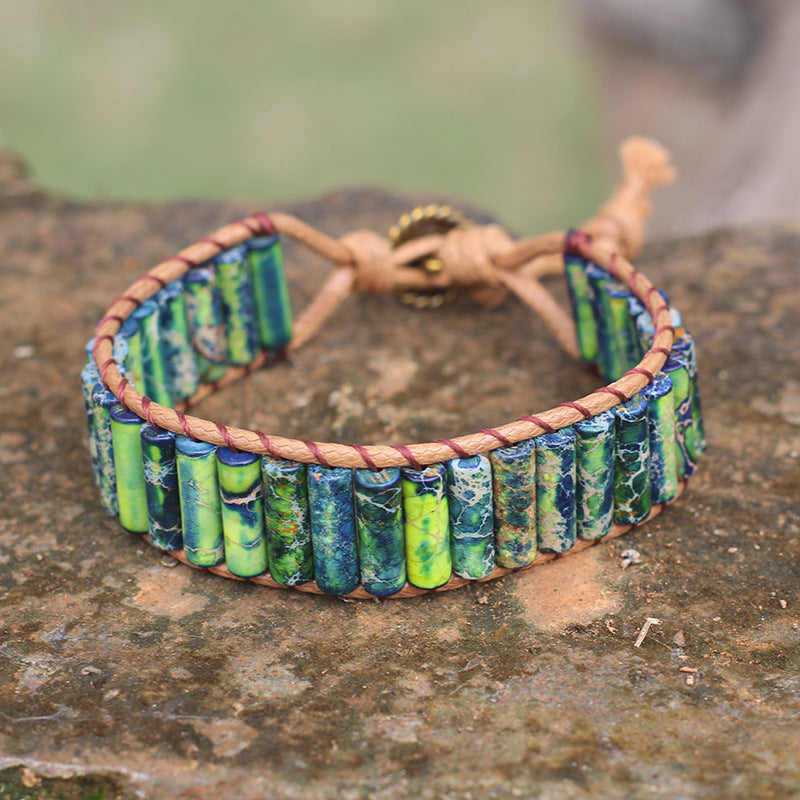 Bohemian Style Natural Stone Lan Di Royal Vintage Hand-woven Bracelet