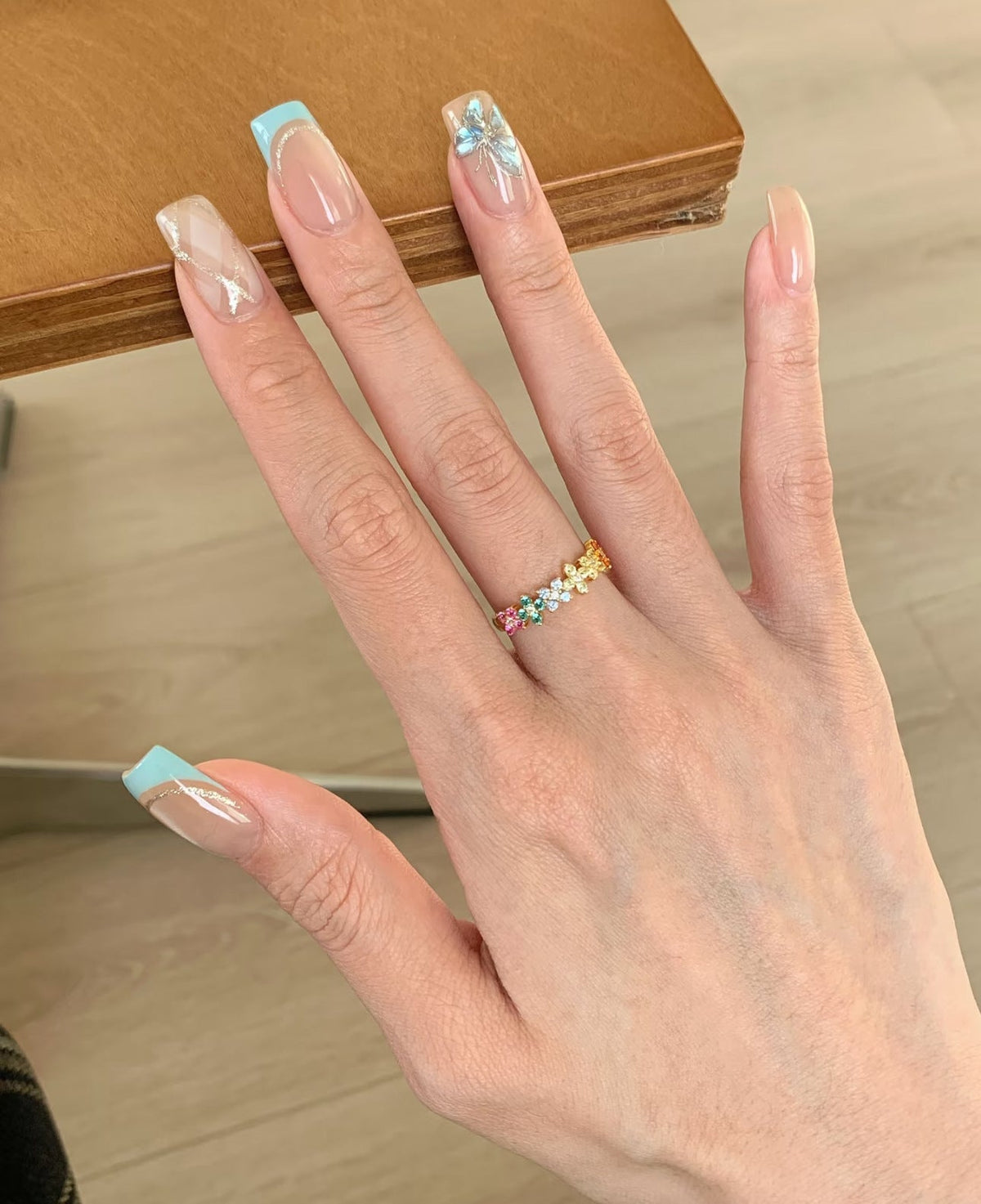 Women's Color Zircon Flower For Niche Design Ring