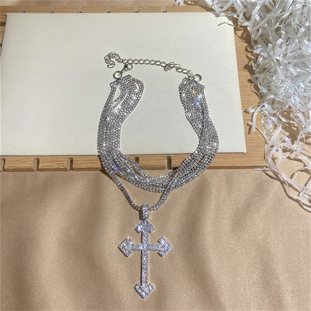Women's Street Design Sense Niche Cross Hip Hop Ear Personality Trendy Necklace