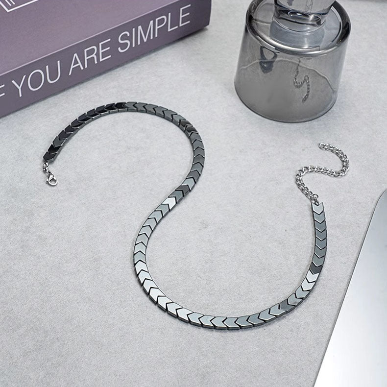 Men's Haematite Titanium Steel Triangle Light Luxury Necklace
