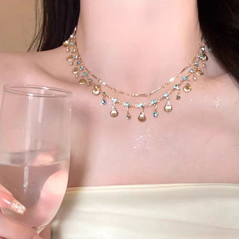 Exotic Twin Shell High-grade Female Niche Design Necklace