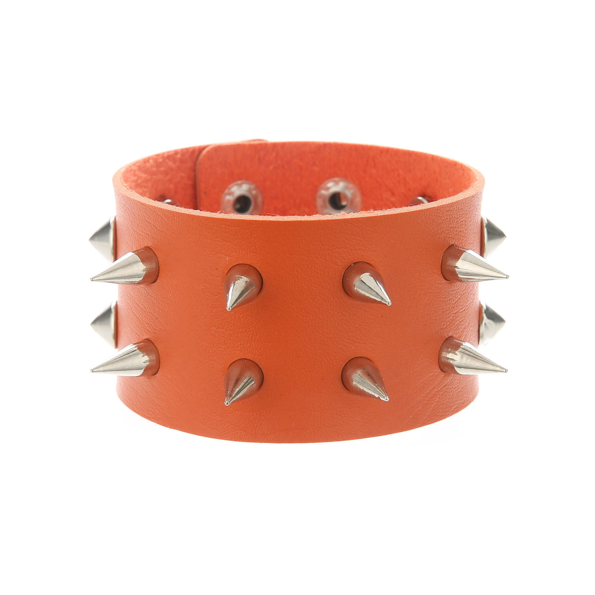 Punk Double Row Alloy Spike Couple Leather Rock Stainless Bracelet