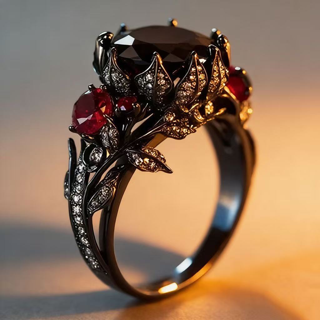 Female Environmental Protection Zinc Alloy Mild Luxury Retro Fashion Design Ring