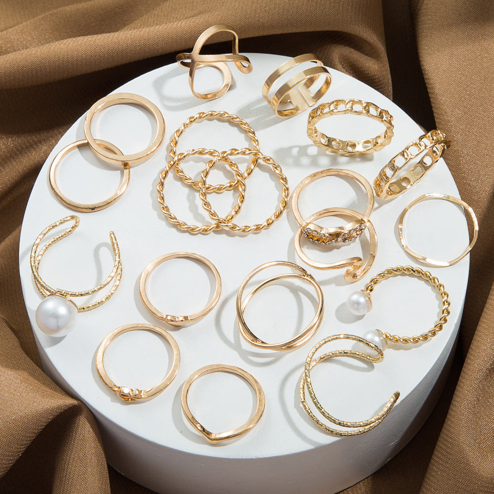 Heart-shaped Open Piece Set Knuckle Metal Ornament Rings