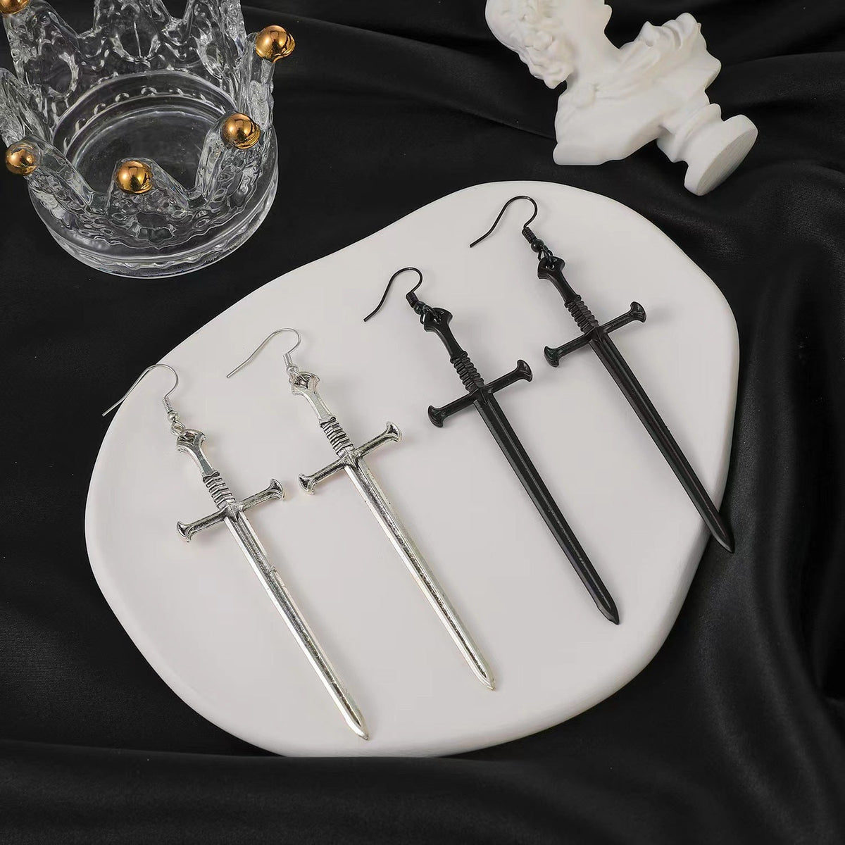 Women's Dark Punk Alloy Cross Sword Vintage Exaggerated Earrings