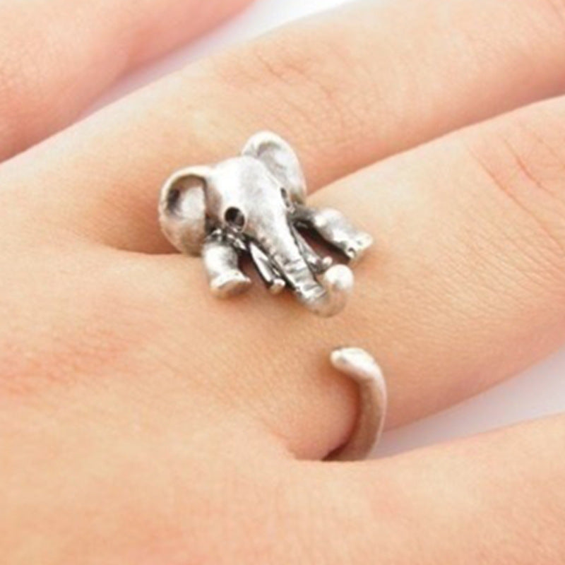 Women's & Men's Elephant Open Cartoon Mouse Animal Shape Rings