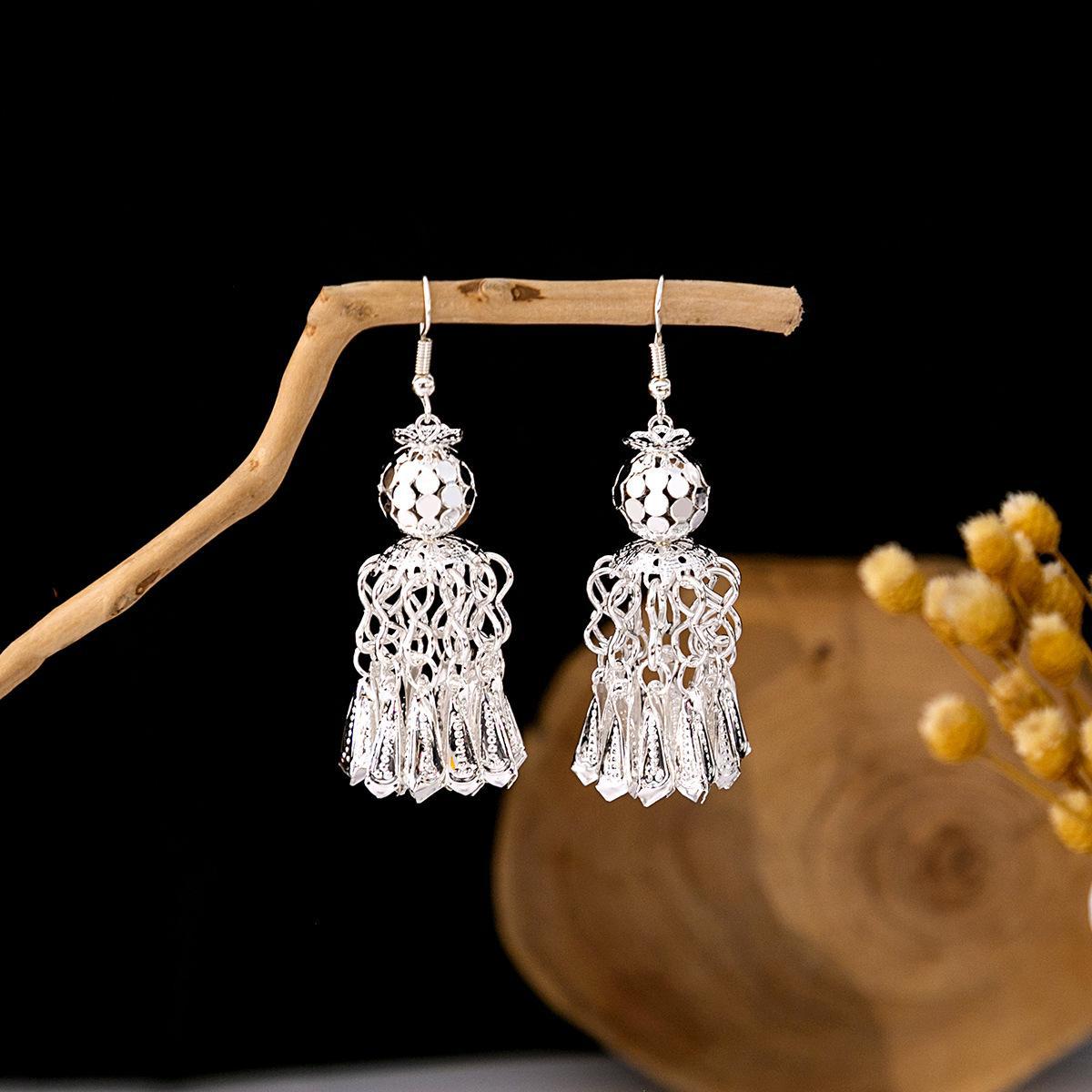Colorful Long Feather Tassel Scenic Spot Earrings