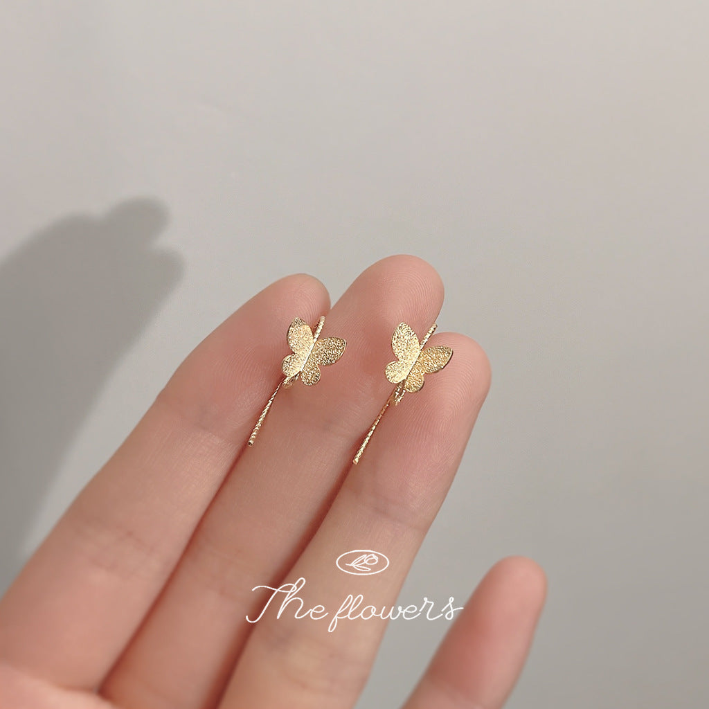 French Simplicity Butterfly Plated Female Niche Design Petite Live Earrings