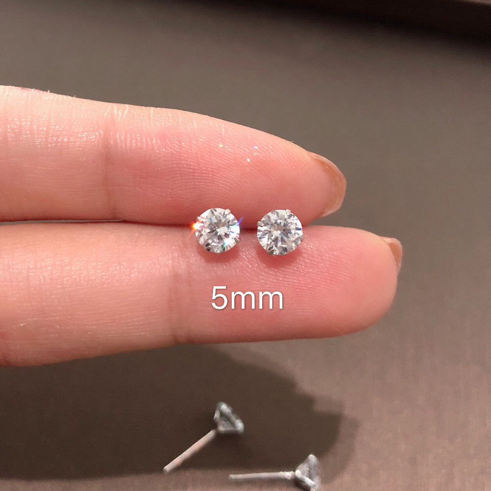 Women's & Men's Sterling Sier Super Flash Diamond Small Ear Stud Earrings