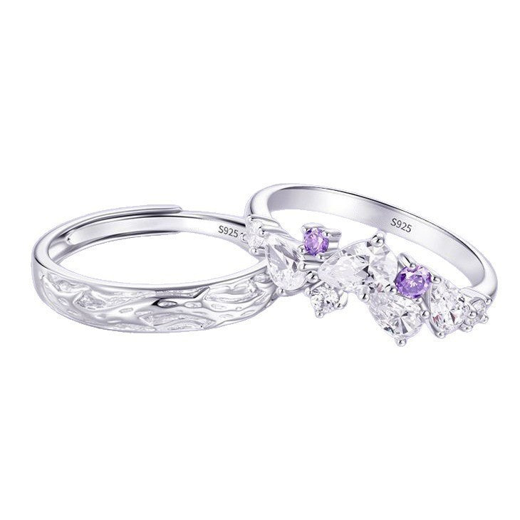 Women's & Men's Wisteria Flower Couple Design Affordable Luxury Fashion Birthday Gift Ring