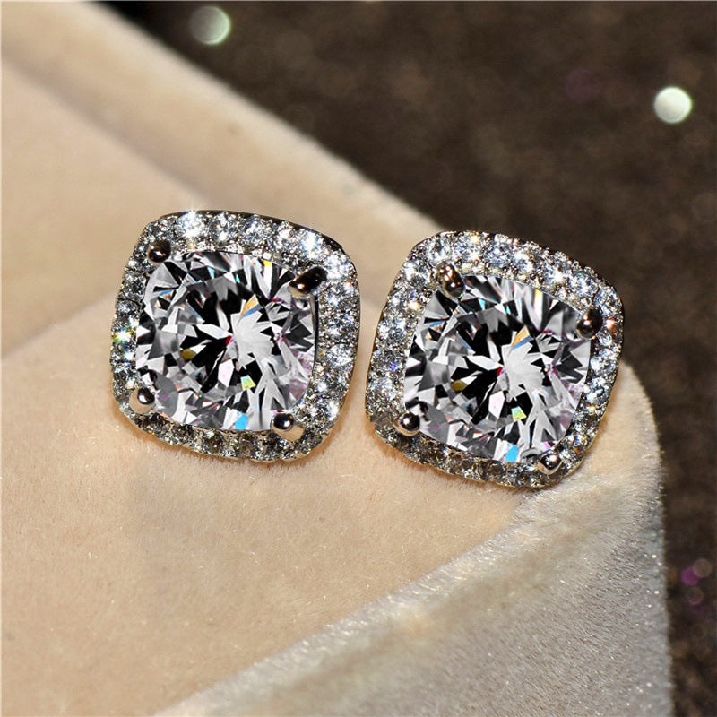 Korean Style Fashion Ear Clips Diamond Full Rhinestone Zircon Earrings