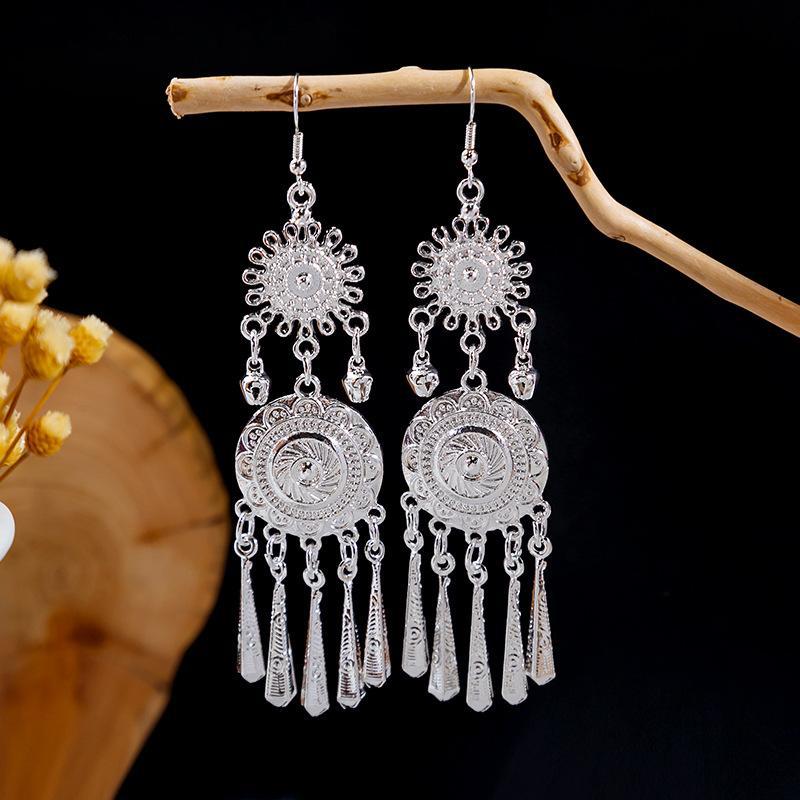 Colorful Long Feather Tassel Scenic Spot Earrings