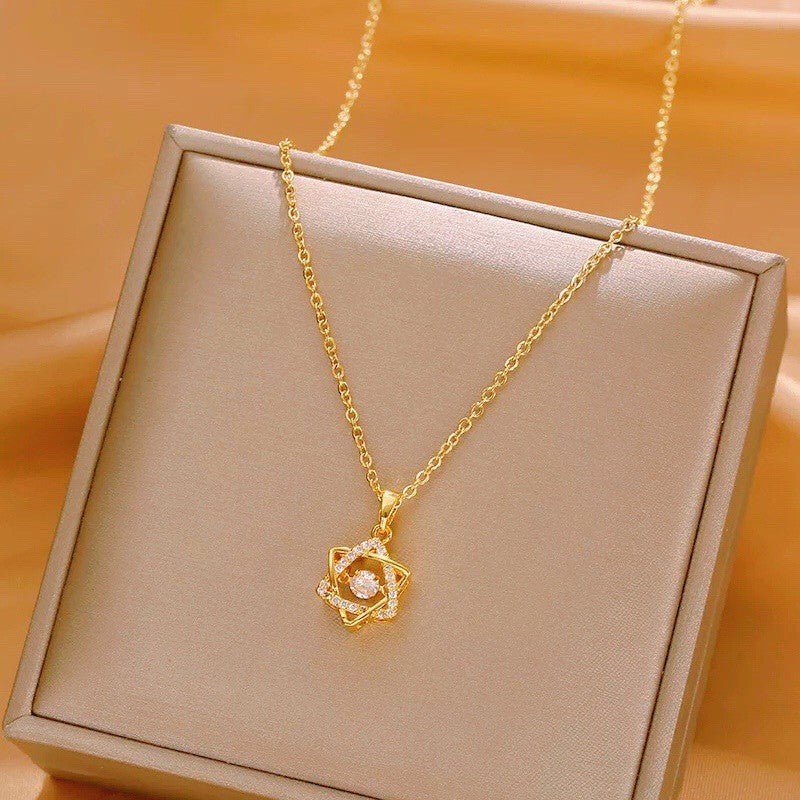 Women's Light Luxury Minority Design Sweater Chain Clavicle Six-pointed Necklaces