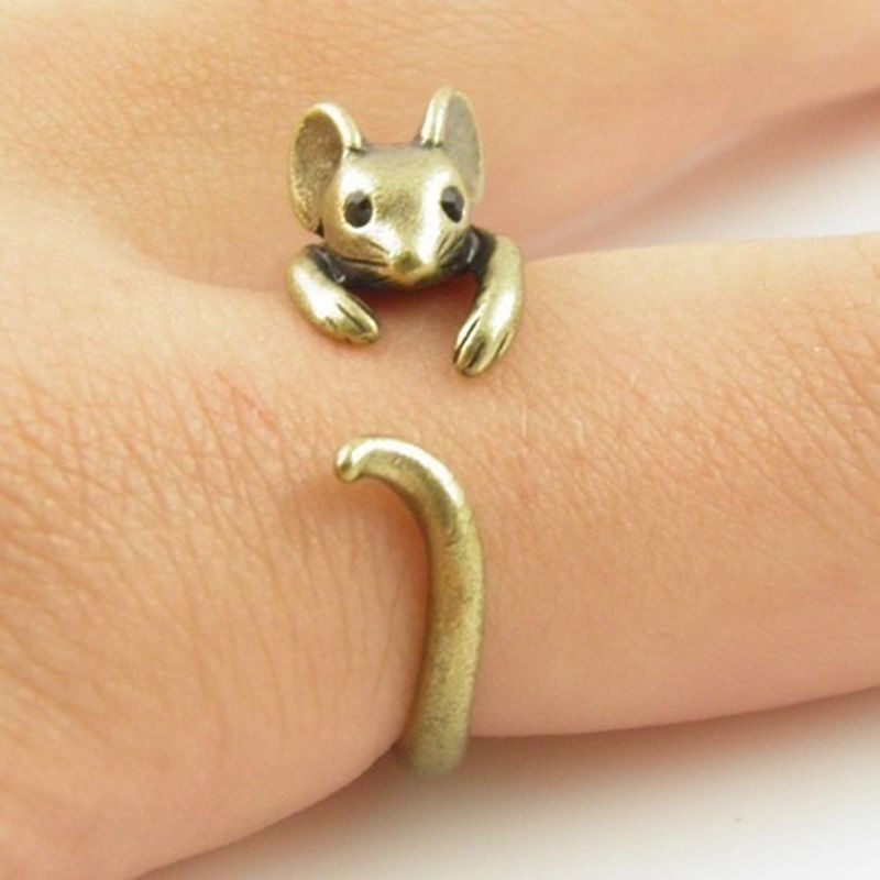 Women's & Men's Elephant Open Cartoon Mouse Animal Shape Rings