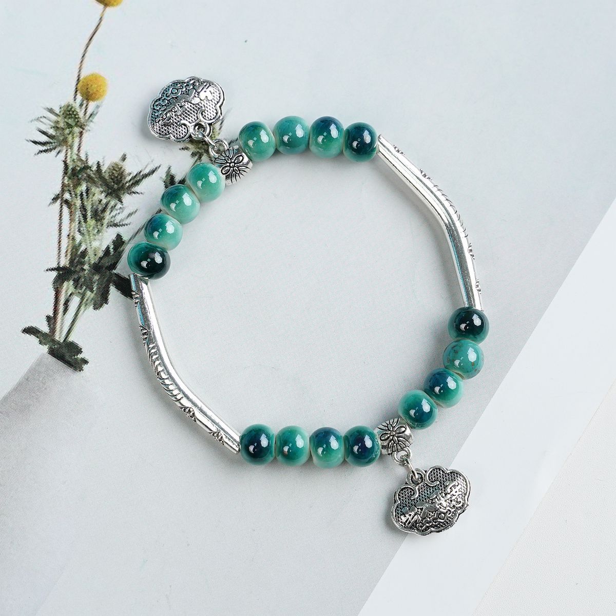 Female Blue Color Artistic Ancient Style Bracelet