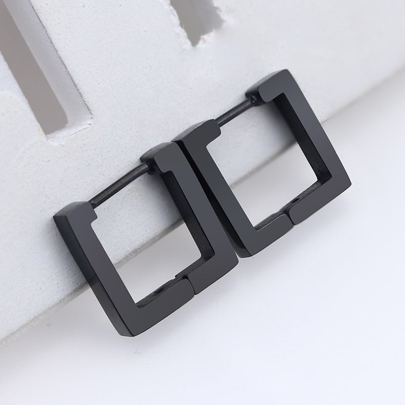 Steel Geometric Personality Hexagon Ear Clip Simple Square Earrings