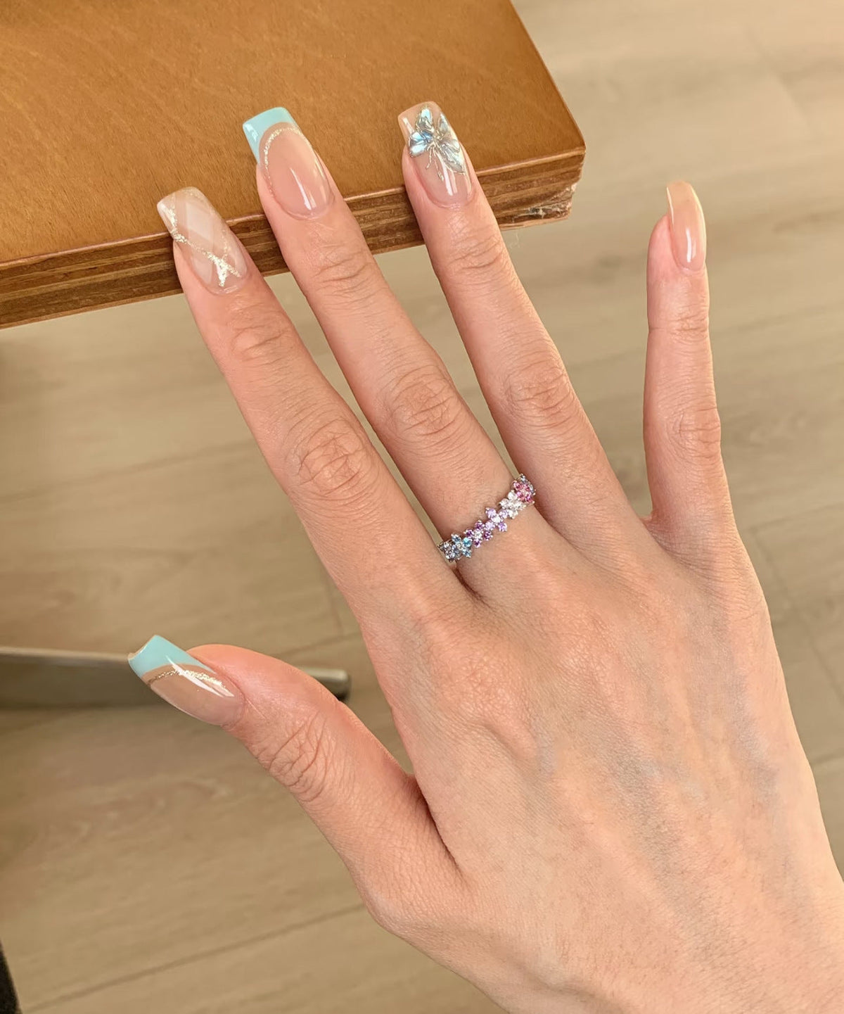 Women's Color Zircon Flower For Niche Design Ring